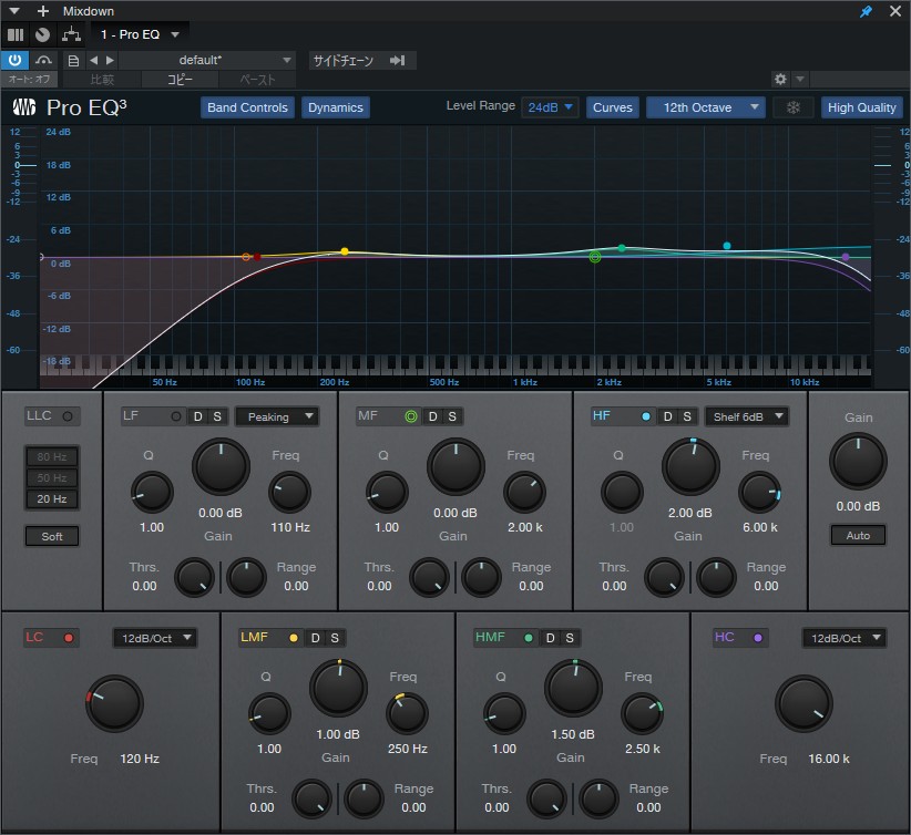 風になる ピアノEQ設定（120HzCut・250Hz+1dB・2.5kHz+1.5dB・6kHz+2dB）